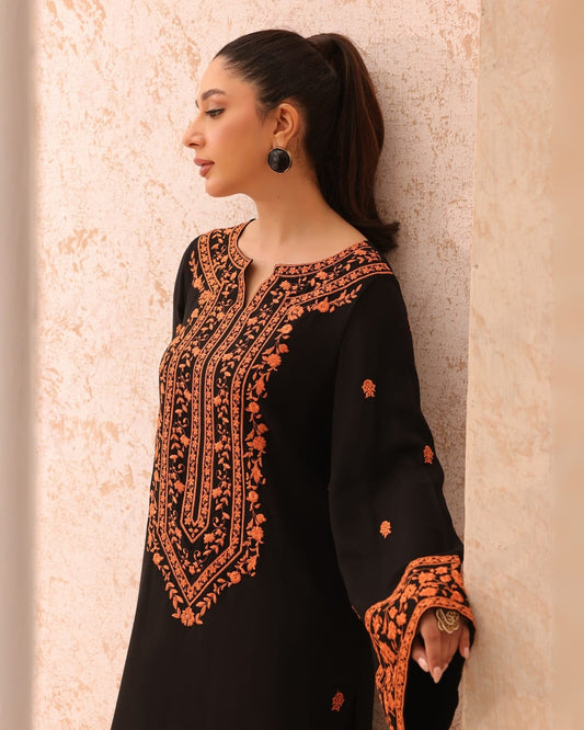 Aza – Black Embroidered Long Suit (Ashura Edition)