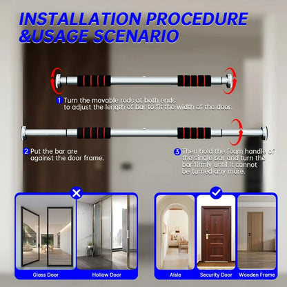 Adjustable Doorway Pull Up Bar – Iron Gym Chin Up Bar for Home Workout