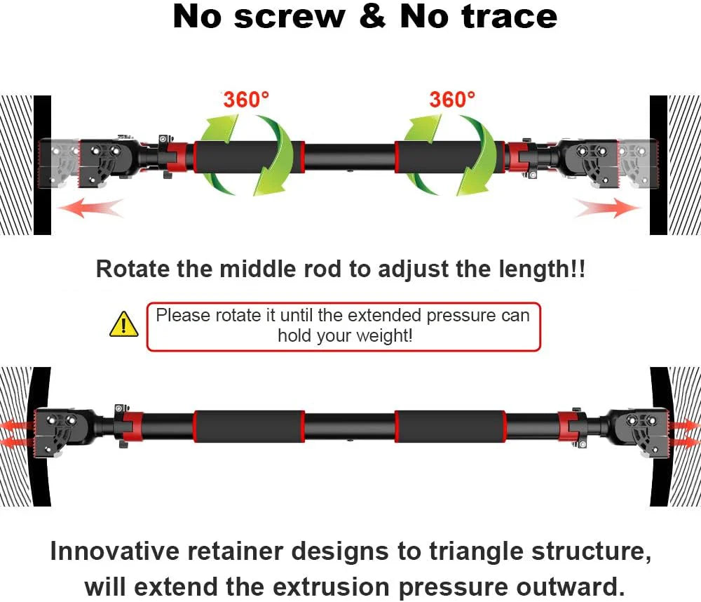 Adjustable Doorway Pull-Up Bar – No Screws | Heavy-Duty 200KG Home Workout Bar