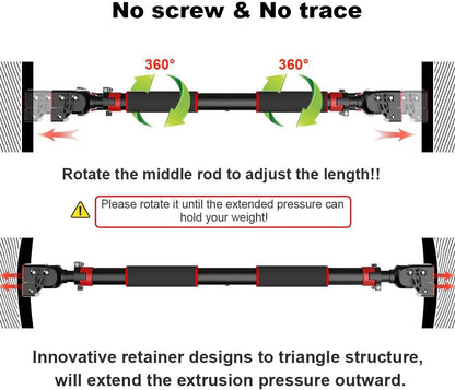 Adjustable Doorway Pull-Up Bar – No Screws | Heavy-Duty 200KG Home Workout Bar