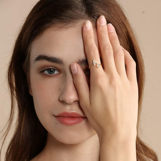 Trendy 14K Gold Initial Ring – A-Z Letters