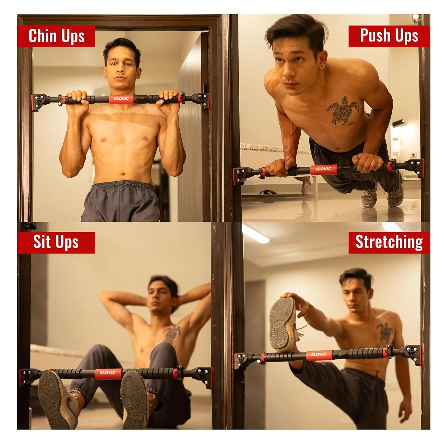 Adjustable Doorway Pull-Up Bar – No Screws | Heavy-Duty 200KG Home Workout Bar