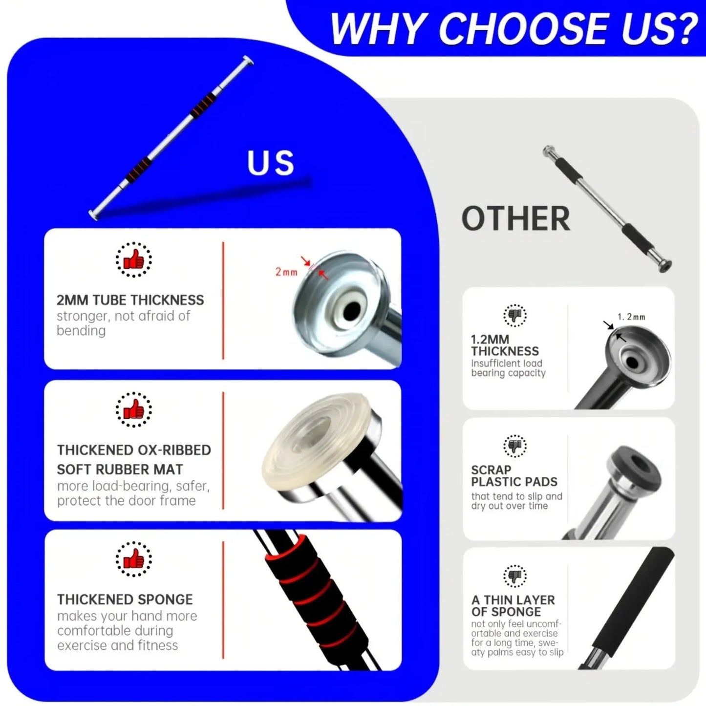 Adjustable Doorway Pull Up Bar – Iron Gym Chin Up Bar for Home Workout