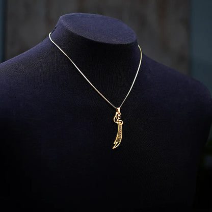 Golden Imam Ali Sword Zulfiqar Pendant