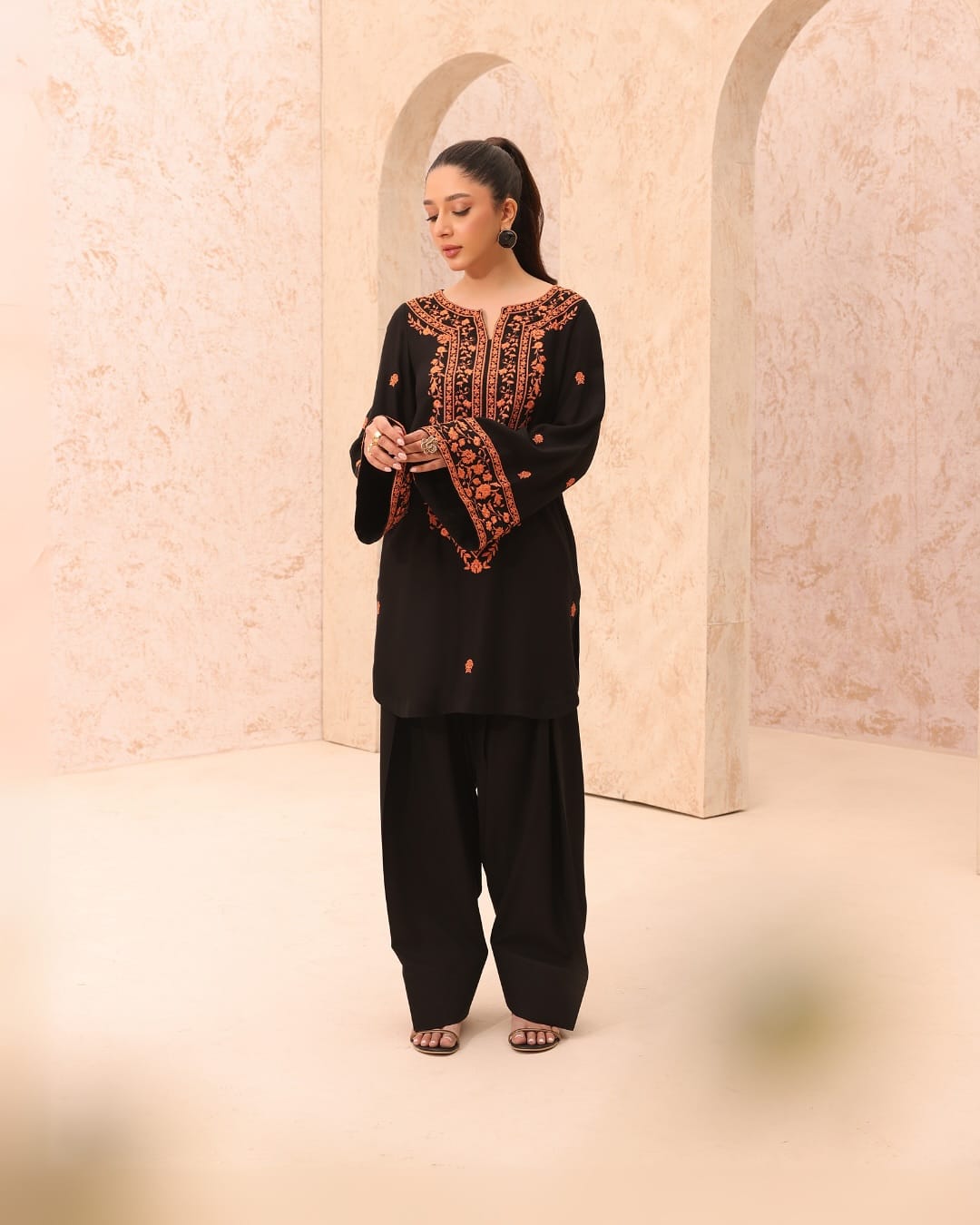 Aza – Black Embroidered Long Suit (Ashura Edition)