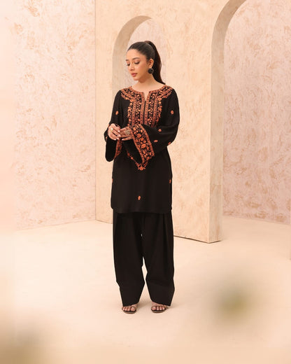 Aza – Black Embroidered Long Suit (Ashura Edition)