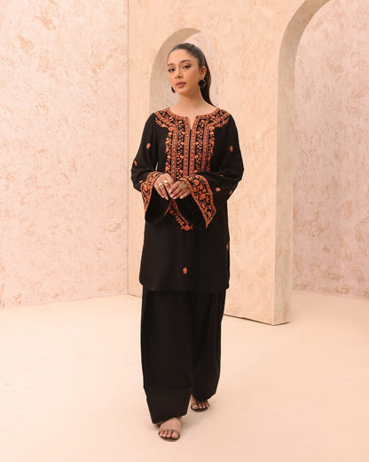Aza – Black Embroidered Long Suit (Ashura Edition)
