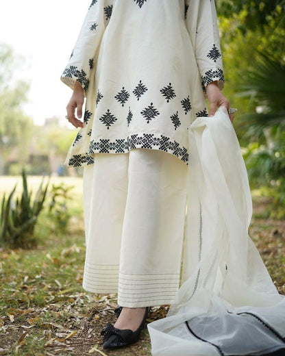 Shaam – 3PC Embroidered Lawn Set with Organza Dupatta