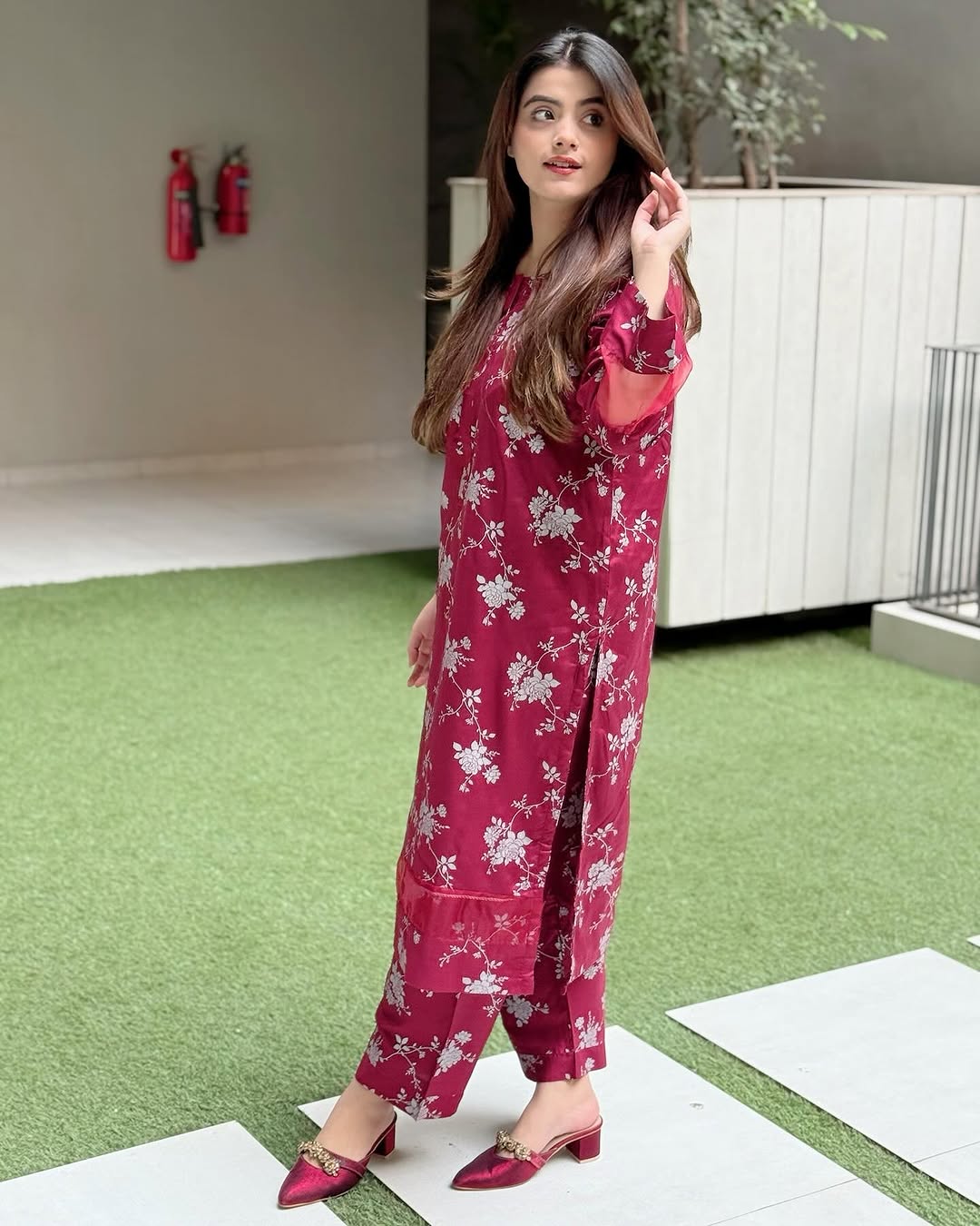 Rehaa – Printed Long Shirt & Trouser Set