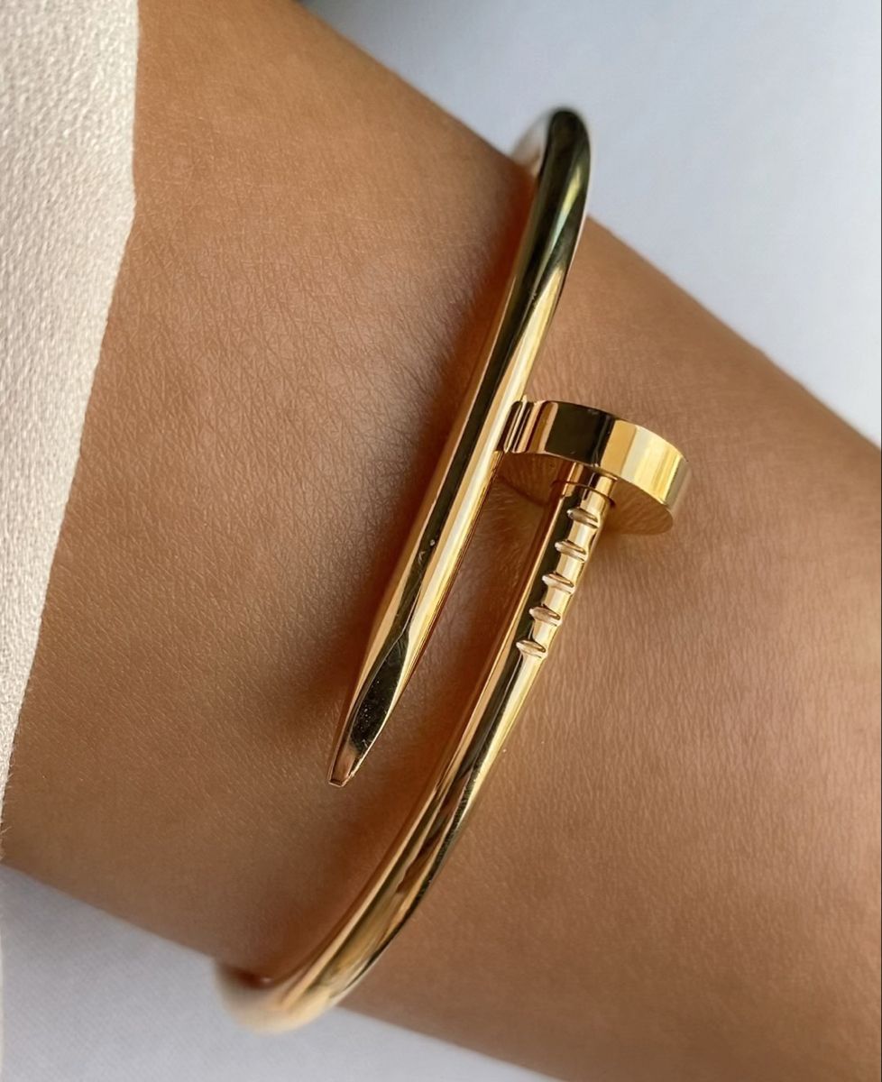 Minimalist Nail Bangle Bracelet – Gold & Silver Tone
