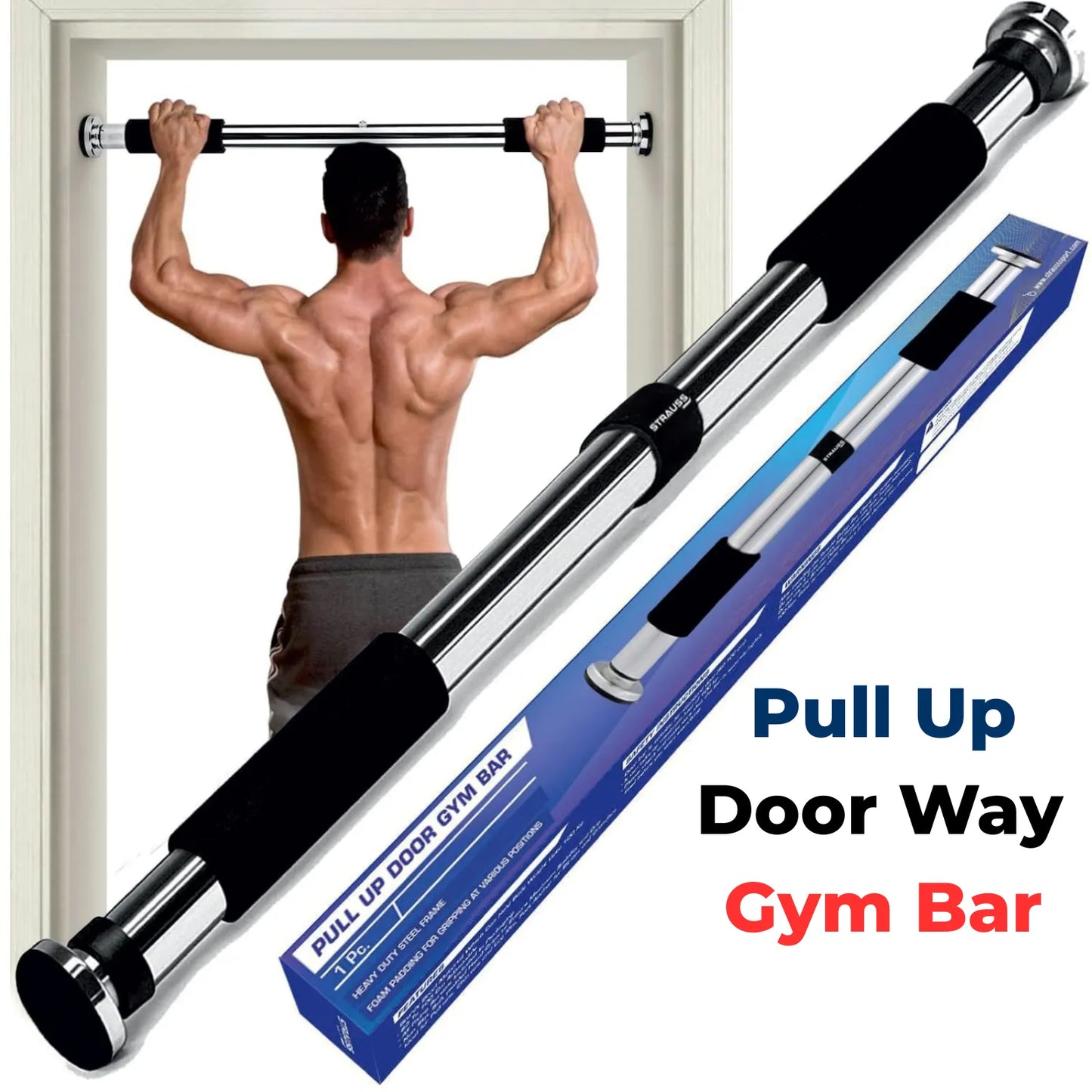 Adjustable Doorway Pull Up Bar – Iron Gym Chin Up Bar for Home Workout