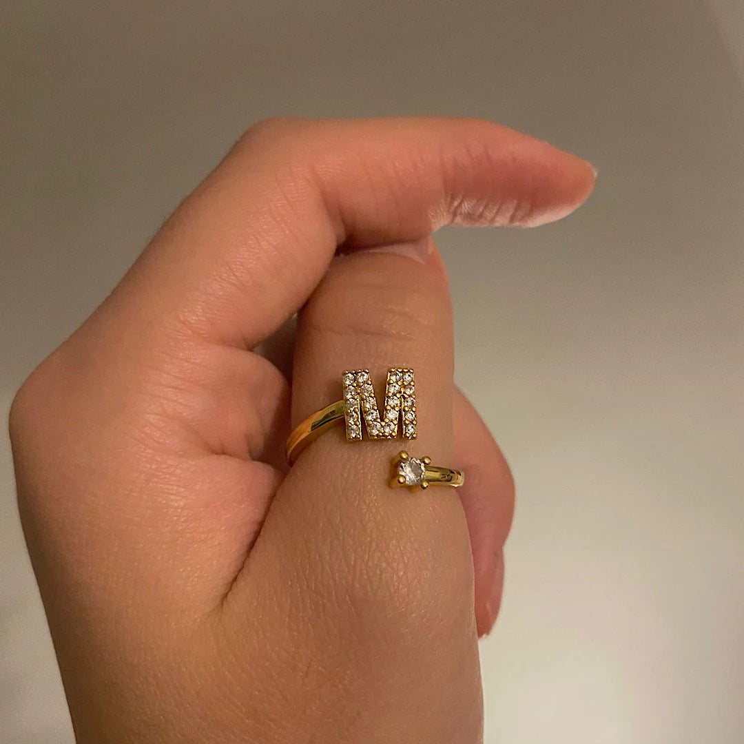 Trendy 14K Gold Initial Ring – A-Z Letters