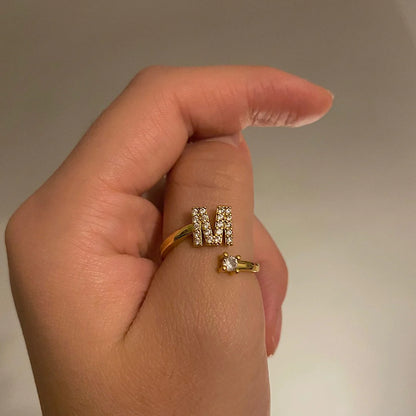 Trendy 14K Gold Initial Ring – A-Z Letters