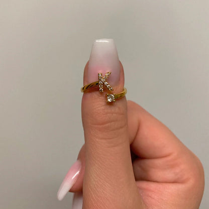 Trendy 14K Gold Initial Ring – A-Z Letters